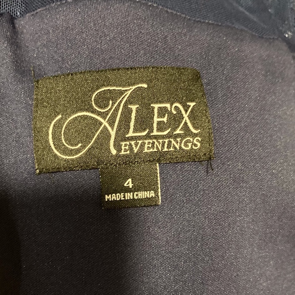 Alex Evenings Navy Blue Sequin Embellished Gown | V-Neck‎ | Empire Waist - Picture 13 of 15